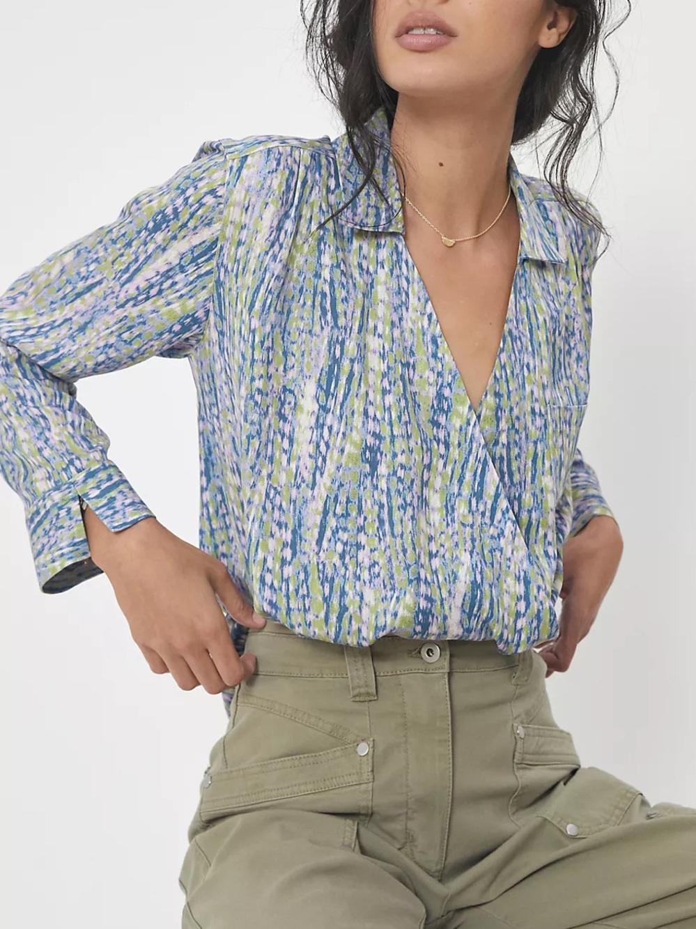 Pilcro Tisha Surplice Blouse S